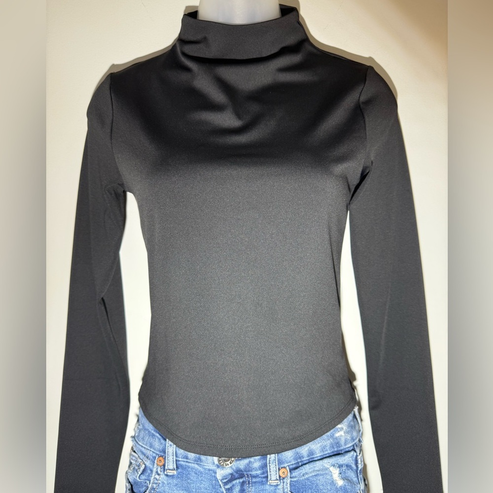 Express Black Long Sleeve Contour Tuttle Neck Top